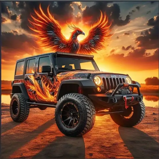 Diamond Painting  Offroad-Fahrzeug & Adler